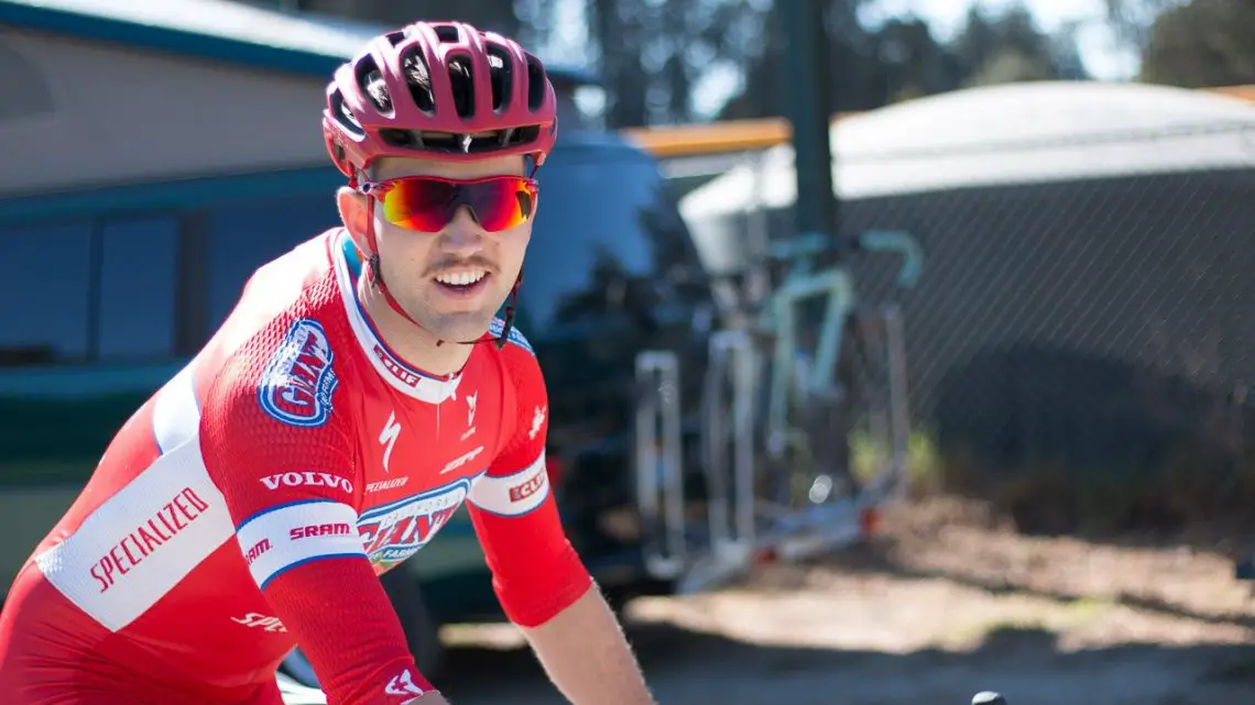 Tobin Ortenblad (Cal Giant), the only American to beat Jeremy Powers this season, was fresh off a successful European campaign and relaxing at home, taking in a win at the Surf City Cyclocross All Hallow's race. Harbor High. © Cyclocross Magazine