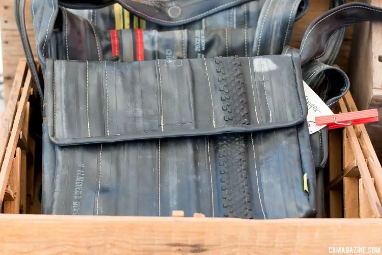 The Totally Tubular Designs Messenger Bag takes old tubes and tires that were destined for a landfill and gives them a new life. $100 gets you a messenger bag of your own. © Cyclocross Magazine
