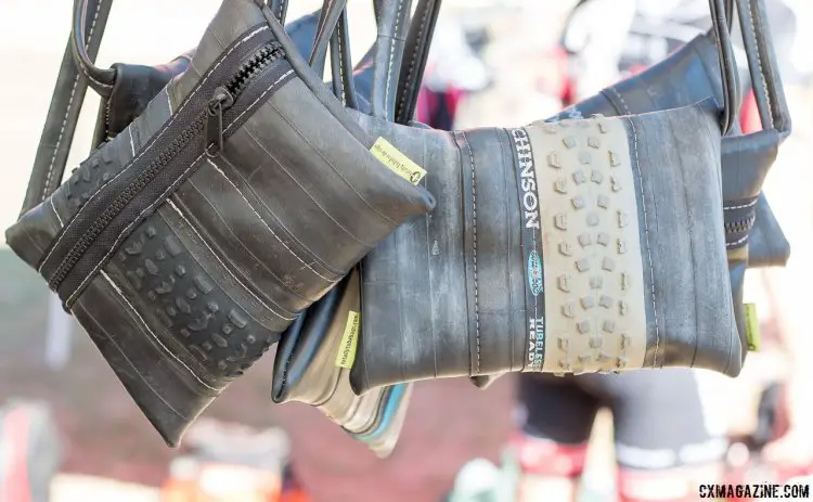 This Totally Tubular Designs sling bag turns a Hutchinson Bulldog tire into a haute fashion accessory. © Cyclocross Magazine