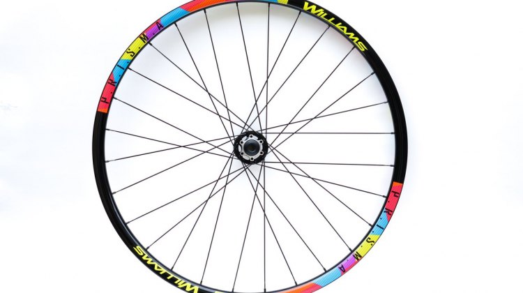 Colorful graphics. Front wheel set up as 15mm Thru-Axle
