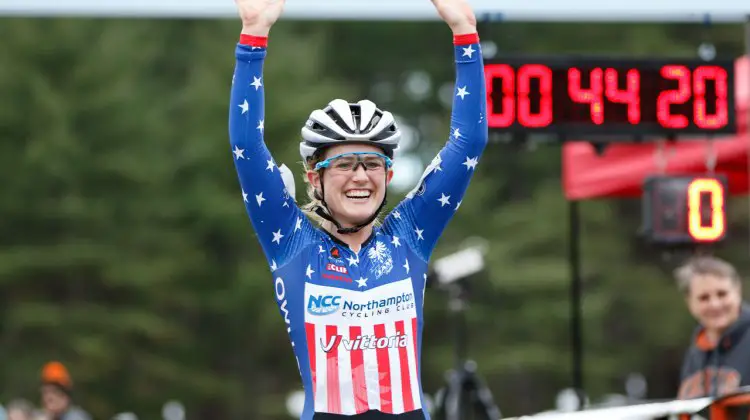 Ellen Noble wins decisively, moving her into the Verge NECX Series leader's jersey. Photo by Todd Prekaski