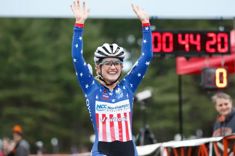 Ellen Noble wins decisively, moving her into the Verge NECX Series leader's jersey. Photo by Todd Prekaski