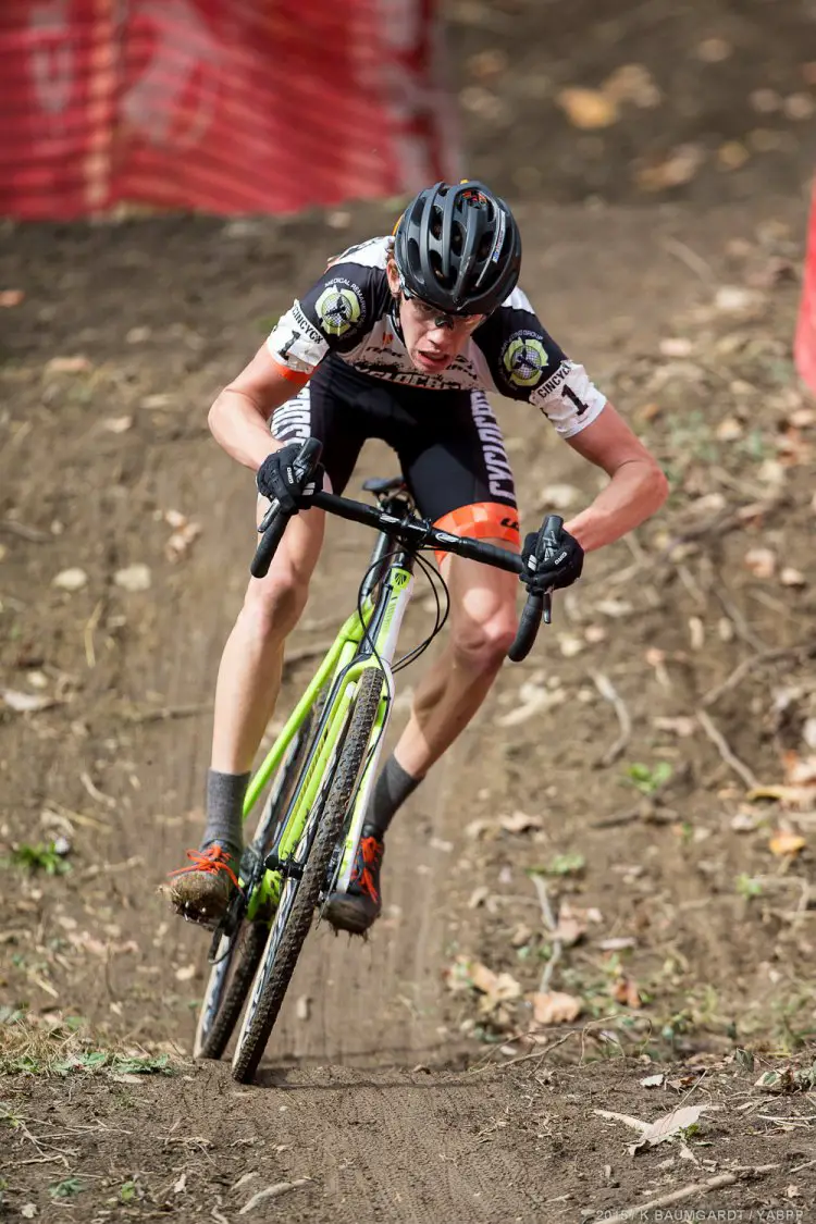 Hometown hero, and subject of an interview in Cyclocross Magazine Issue 30, Spencer Petrov won the Junior's race.