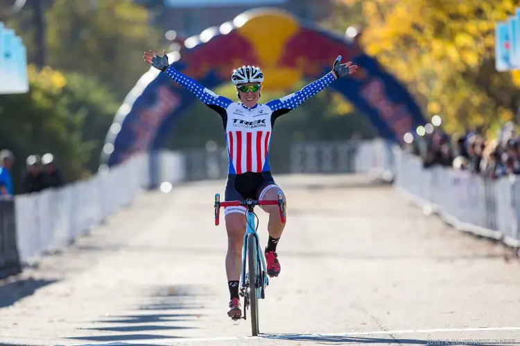 Katie Compton wins day two of the Derby City Cup. © Kent Baumgardt