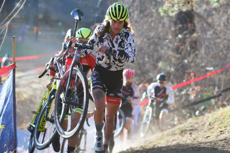 Clark carries his custom Squid Bikes up the run-up, leading the chase. Photo by Todd Prekaski