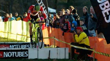 Gagne hopping the Stan's NoTubes barriers. Photo by Todd Prekaski