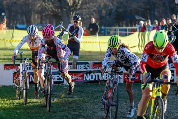 The chase, still all together with only a few laps to go. Photo by Todd Prekaski