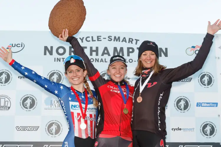 hite wins the traditional Northampton cookie from Tart Bakery, Noble second, Maximenko third. Photo by Todd Prekaski