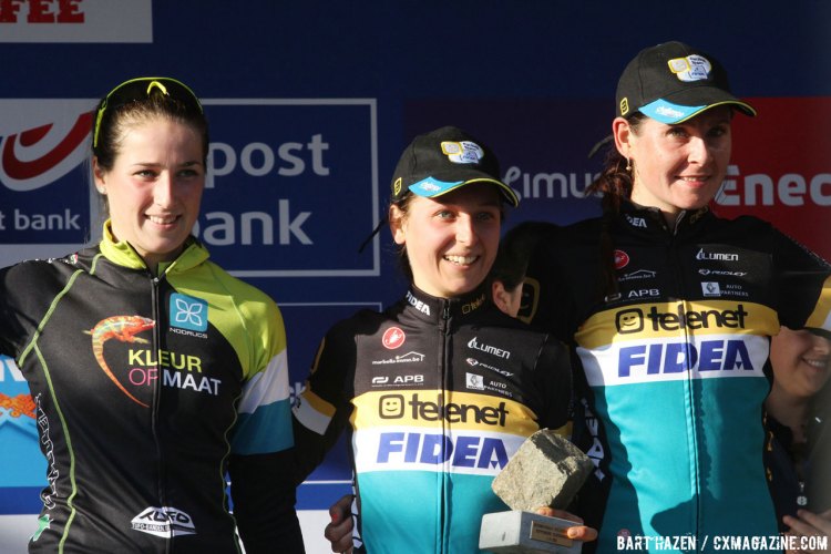 The Koppenbergcross Elite Women's podium. © Bart Hazen
