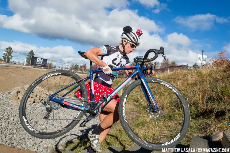 Serena Bishop-Gordon (Liv Cycling) runs the stairs on her way to a 2nd place finish. © Matthew Lasala