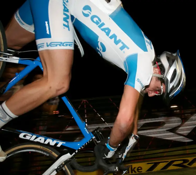 Anyone who tries to hop barriers should be aware of the risks. Adam Craig, shown here, is an expert-level hopper, and shows the high risk and reward of bunnyhopping barriers. © Cyclocross Magazine