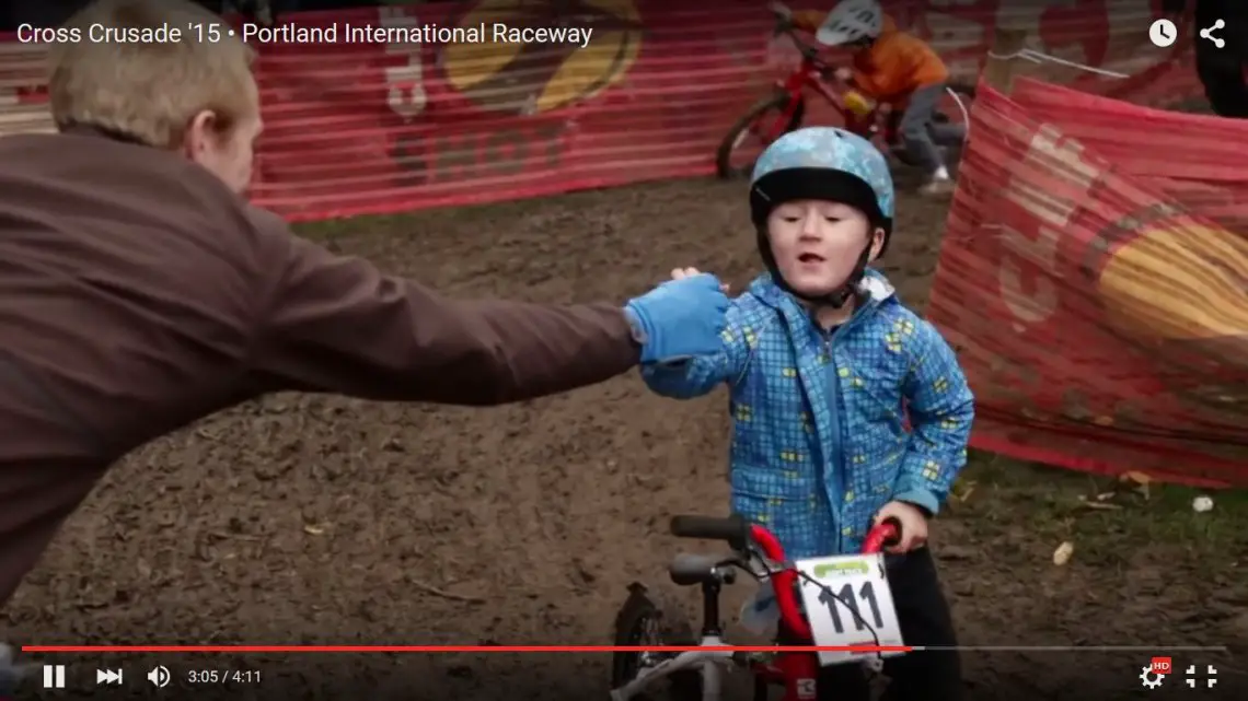 Handups for all ages at Portland's Cross Crusade cyclocross series race at PIR.