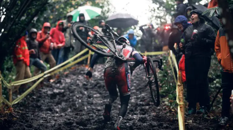 Logan Owen up the muddy run-up. © Derek Blagg