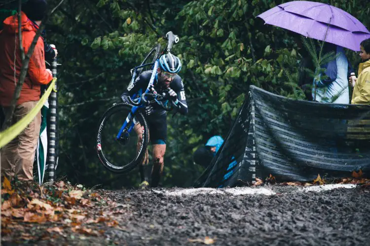 File Photo: Shown here at the Subaru Cyclo-Cup, Jamey Driscoll put on a mud riding clinic to win day two of the Resolution Cross Cup with a huge gap. © Derek Blagg