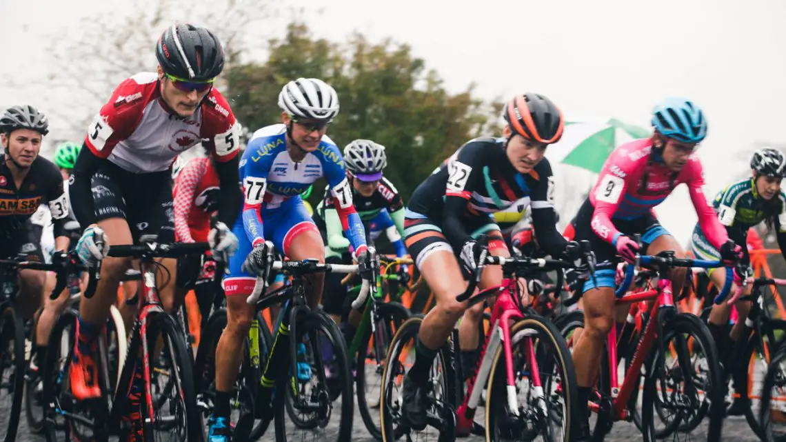 The whistle sounds at the start of the Elite Women's race. © Derek Blagg