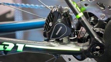 The 6069 aluminum alloy frame of the Merckx Strasburg 71 features disc brakes mounts and a 142x12 thru axle. © Cyclocross Magazine