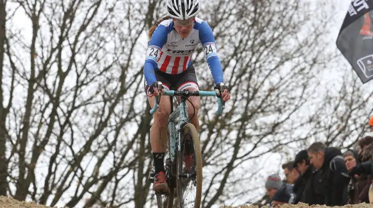 Compton is returning to form, and finished in third. 2015 Koksijde World Cup Women. © B. Hazen / Cyclocross Magazine