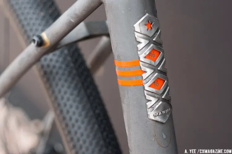 Marin Bikes is celebrating its 30th birthday, and has a slick seat tube badge to commemorate their pearl anniversary. © Cyclocross Magazine