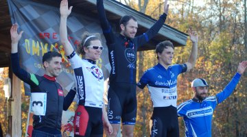 The Elite Men's podium at Tacchino CX. © Neil Schirmer