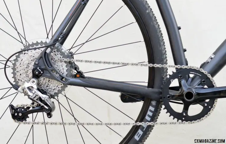 SRAM Rival 1, with Shimano Deore XT 11-42 cassette is a rare mix-n-match drivetrain but it works. Whyte Bikes USA Saxon Cross. © C. Lee / Cyclocross Magazine