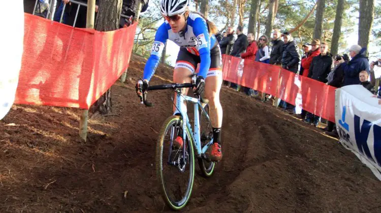 Katie Compton on her way to the Zolder podium. © Bart Hazen