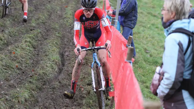 Eric Brunner rides the off-camber section at the Namur World Cup. © Bart Hazen