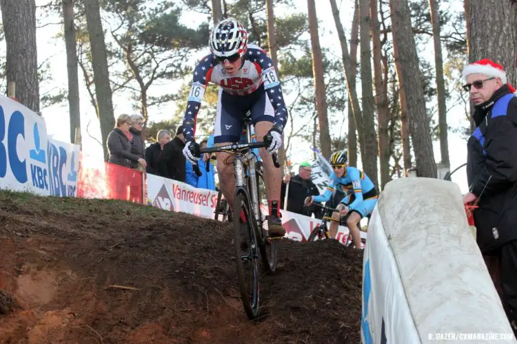 Gage Hecht was the top American rider in fifth today in the Men's Junior race at the World Cup Zolder. © Bart Hazen