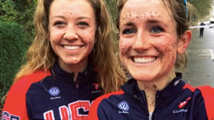 USA Cycling teammates Emma White and Ellen Noble. © Ellen Noble