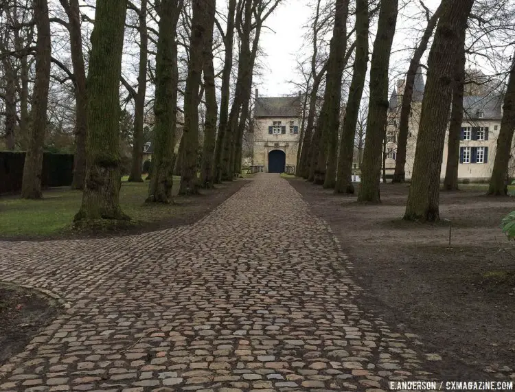 An old monastery looms near the USA Cycling houses in Sittard, the Netherlands. 2015 USAC Cyclocross Development Camp. © Elle Anderson