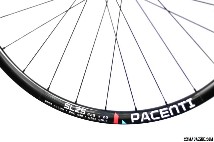 The Pacenti SL25 rim is 450g, 20mm wide internal, and 25mm deep. Relies on tape for tubeless use. © Cyclocross Magazine