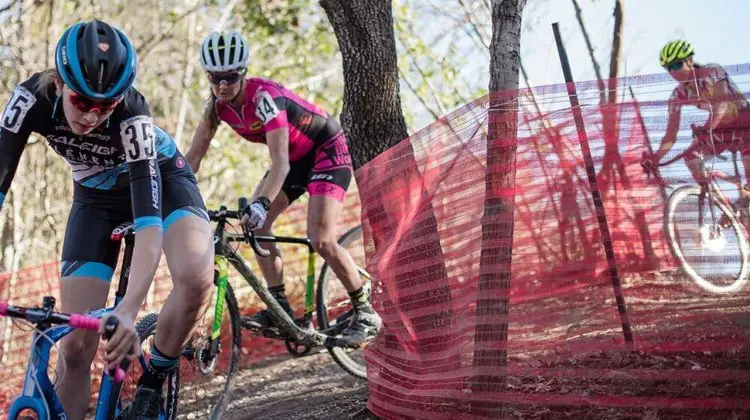 More tight off camber turns for the ladies at Highlander Cross Cup, day 1. © Bo Bickerstaff