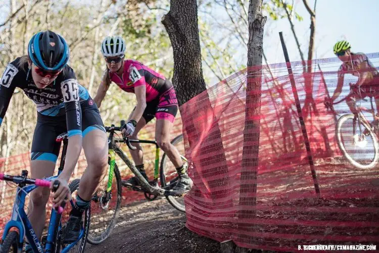 File Photo: More tight off camber turns for the ladies at Highlander Cross Cup, day 1. © Bo Bickerstaff