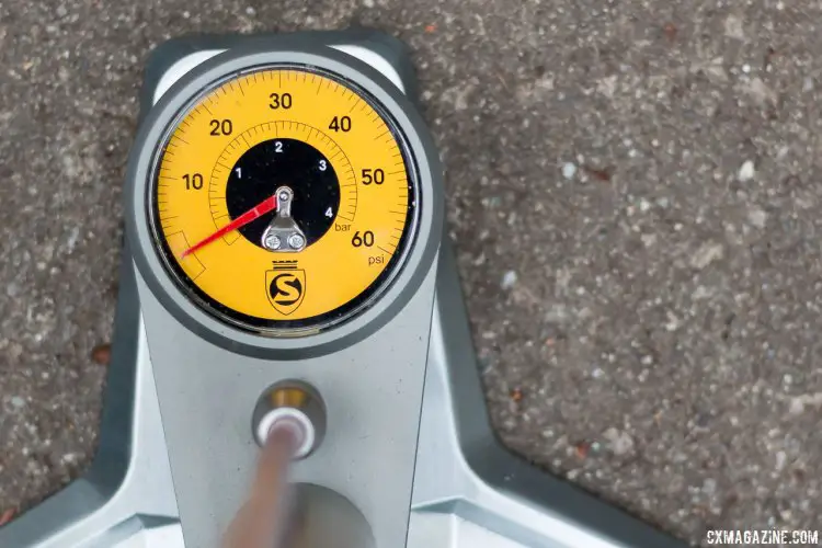 The guage gives the SuperPista Ultimate LP away. 60 psi max. © Cyclocross Magazine