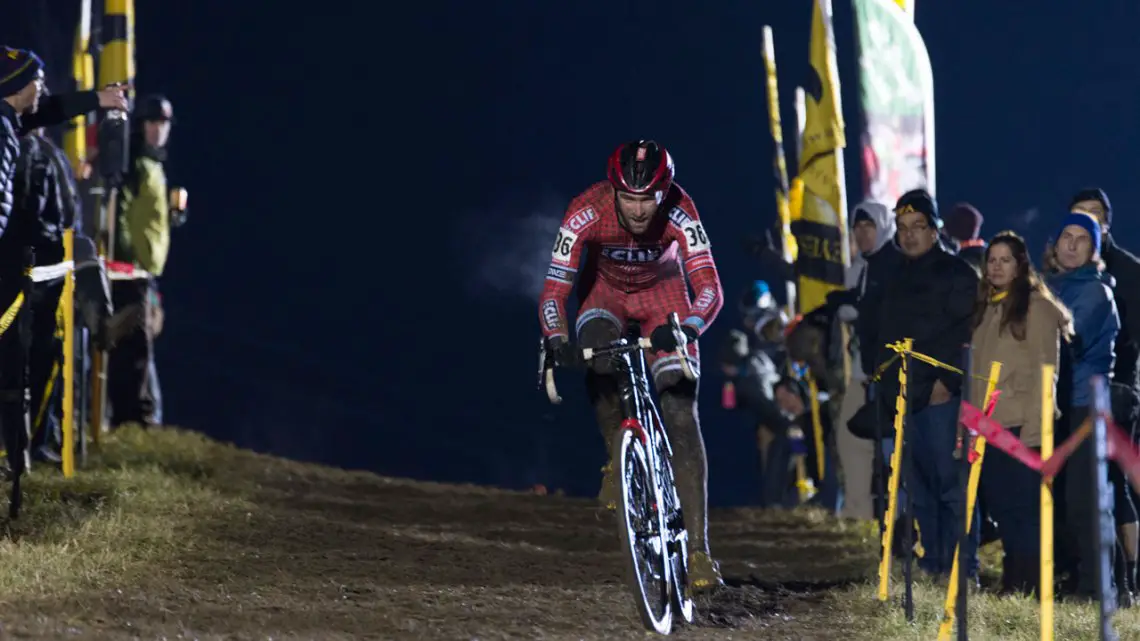 Troy Wells took the lead early at Jingle Cross, but was unable to maintain the pace, fading late to be overtaken by Jonathan Page. © Ken Sherman / kkimages.us