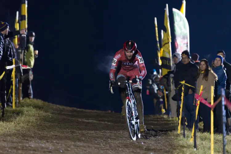 Troy Wells took the lead early at Jingle Cross, but was unable to maintain the pace, fading late to be overtaken by Jonathan Page. © Ken Sherman / kkimages.us