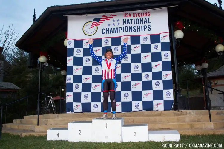 Maurine Sweeny took the top step of the 65-69 Masters Women's podium. © R. Ricott / Cyclocross Magazine