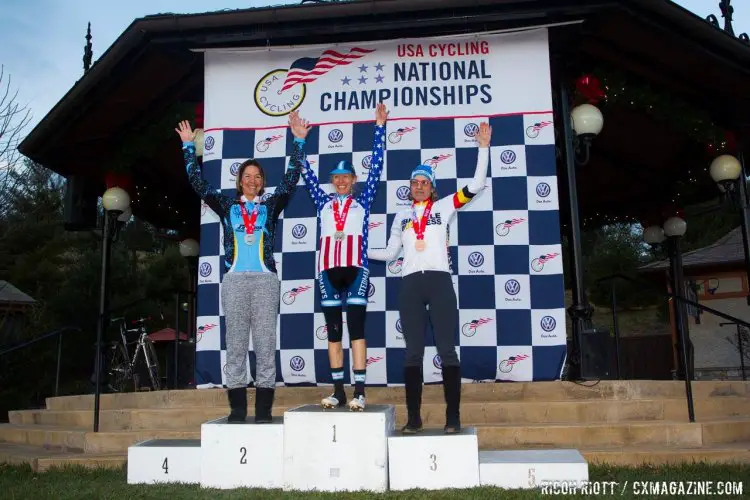 Your 60-64 Women's Masters podium. With Karen Purtill on the top step.© R. Riott / Cyclocross Magazine