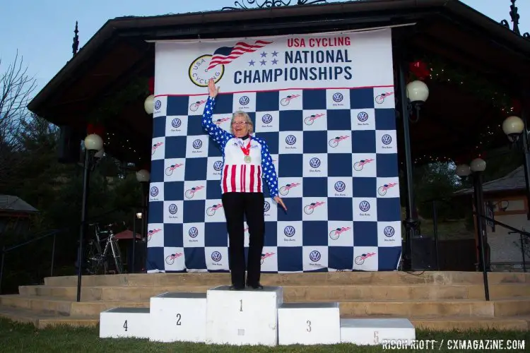 Nancy Brown rode to victory in the 70-74 Masters Women's race. © R. Ricott / Cyclocross Magazine