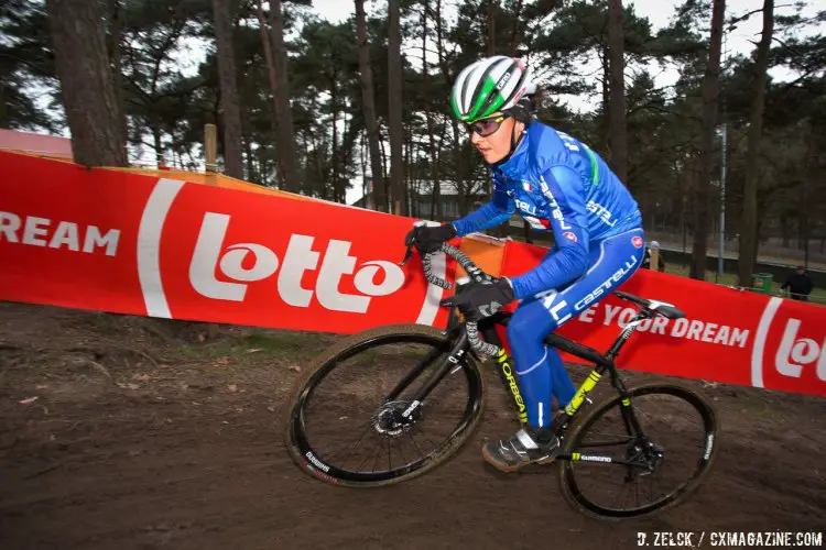 Eva Lechner. Course inspection. 2016 Zolder World Championships. © D. Zelck / Cyclocross Magazine