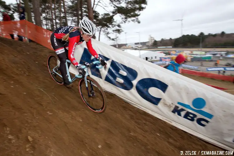 Katie Compton. Course inspection. 2016 Zolder World Championships. © D. Zelck / Cyclocross Magazine