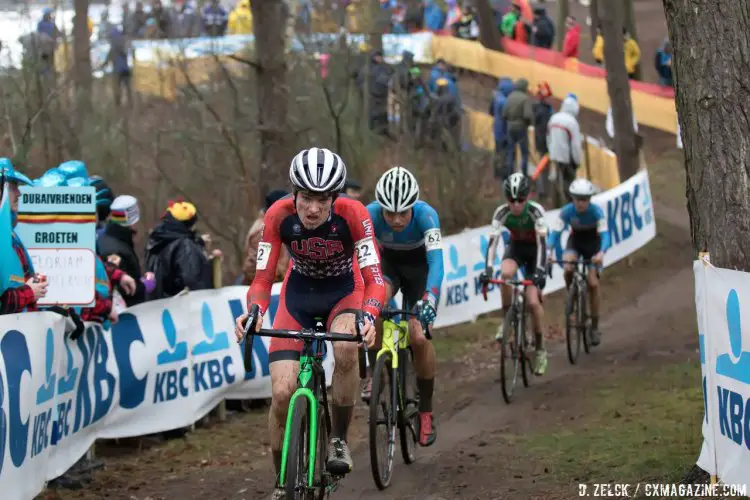 Eric Brunner gives chase of the top ten. © Danny Zelck / Cyclocross Magazine