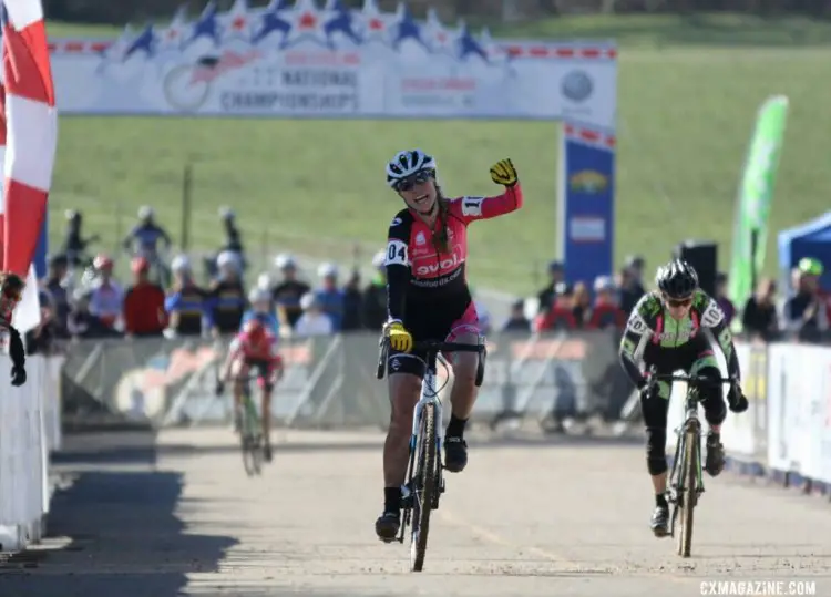 Melissa Barker fought a great battle to win the Masters Women 40-44 race, 2016 Cyclocross National Championships. © Cyclocross Magazine