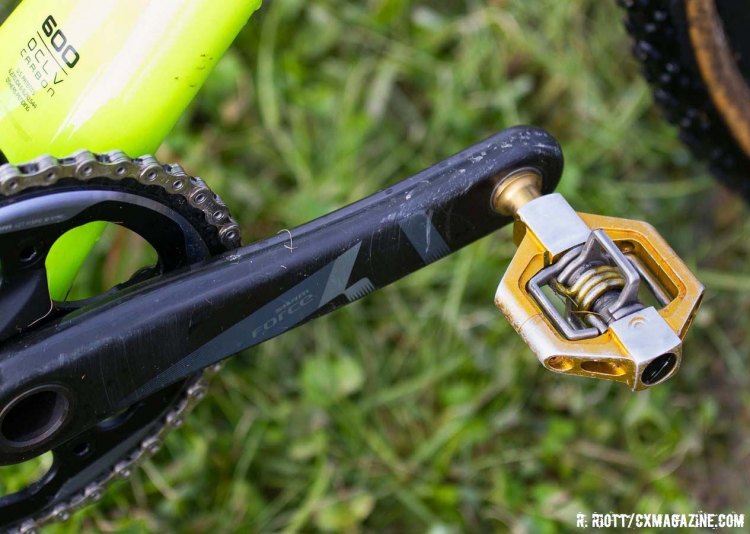 A set of yellow Crankbrothers Candy pedals matches the frame color nicely. © Cyclocross Magazine