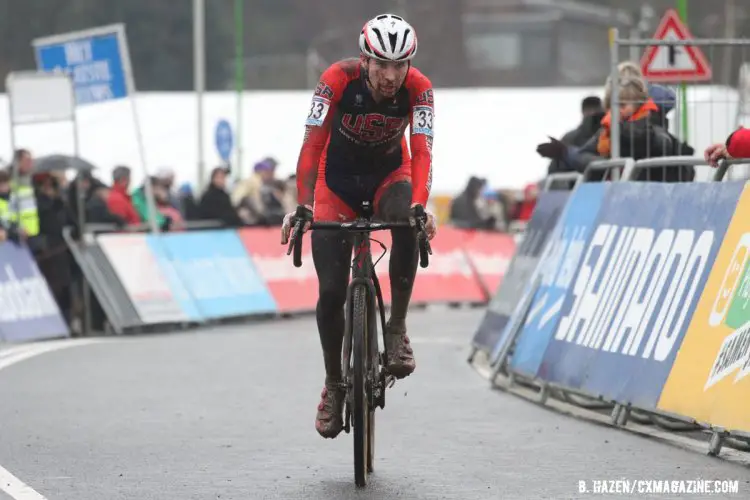 Logan Owen came in in the top ten on Sunday in the U23 event. 2016 World Cup Hoogerheide. © Bart Hazen