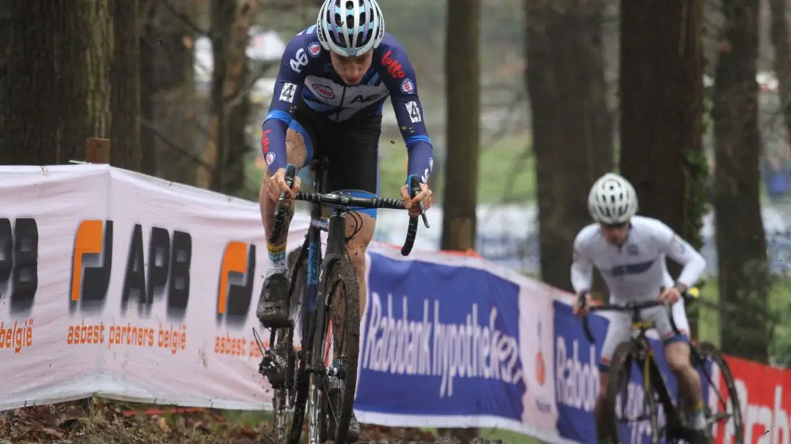 Quinten Hermans of Belgium, the Men's U23 winner at Hoogerheide, on course. 2016 World Cup Hoogerheide. © Bart Hazen