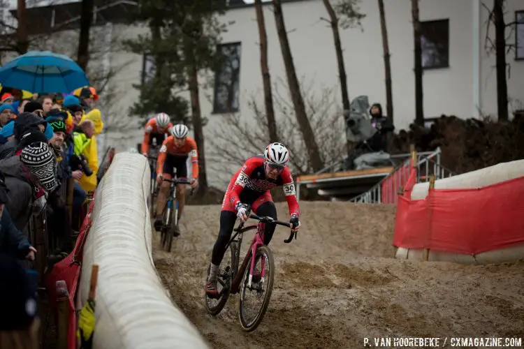 Logan Owen gave chase to finish 13th. © Pieter Van Hoorebeke / Cyclocross Magazine