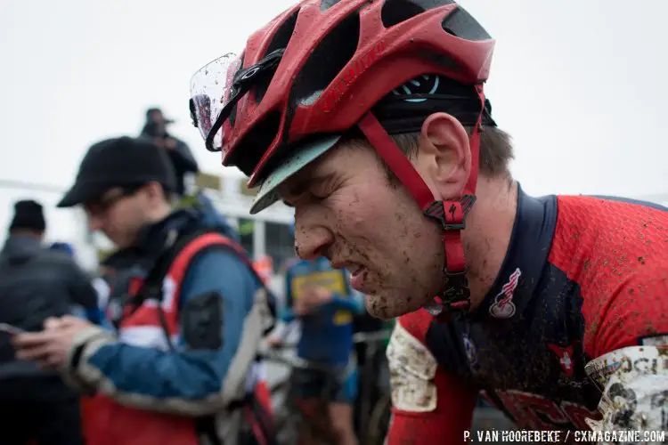 Tobin Ortenblad feeling the effects of his effort. © Pieter Van Hoorebeke / Cyclocross Magazine