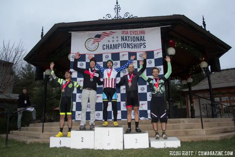 2016 USA Cycling Mens Singlespeed Cyclocross National Championship Podium. © R. Riott / Cyclocross Magazine