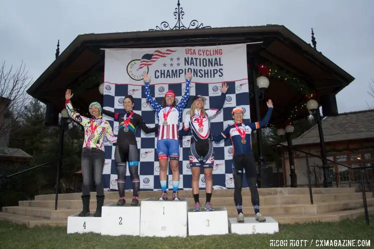 2016 USA Cycling Women's Singlespeed Cyclocross National Championship Podium. © R. Riott / Cyclocross Magazine