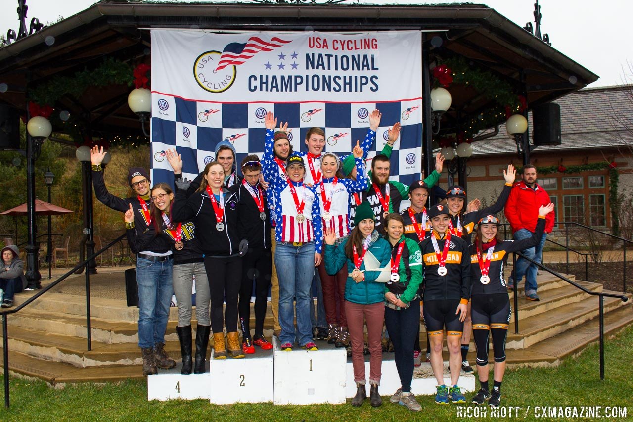 2016 USA Cycling Cyclocross Collegiate D2 4x4 Team Relay Podium